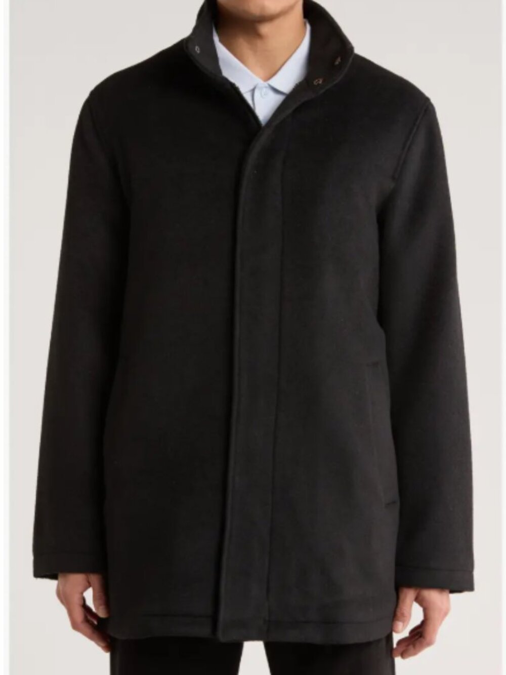 Robert Graham Wool Stand Collar Car Pea Coat Mens size Large Dark Brown